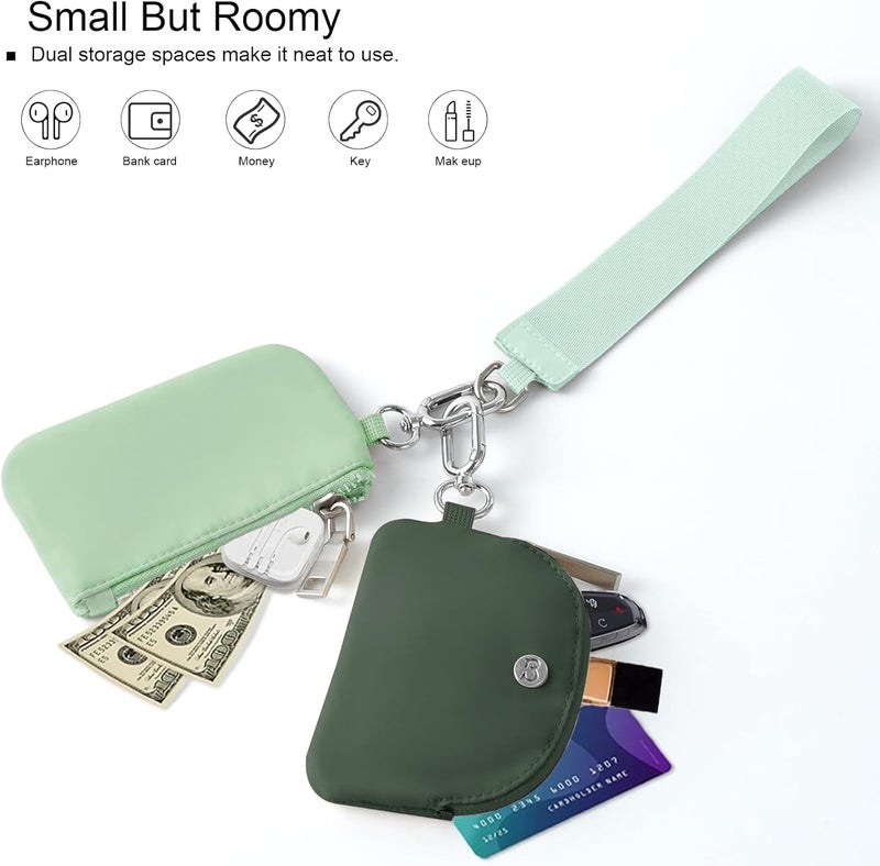 Babysun Mini Zip Around Dual Pouch Wristlet With 2 Straps Wristlet Keychain Wallet for Women Coin Purse Small Cute for Teen Girl - Image 4
